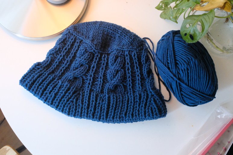 버터6 크림베이지피 콕블루 (바늘이야기키트) 대바늘뜨기 - 니트버킷햇, 2