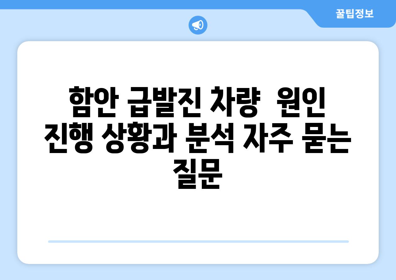 함안 급발진 차량  원인 진행 상황과 분석 자주 묻는 질문