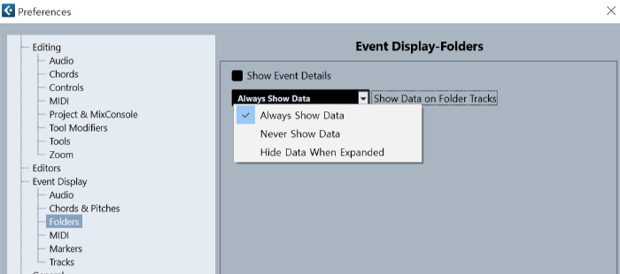 Event Display - Folders