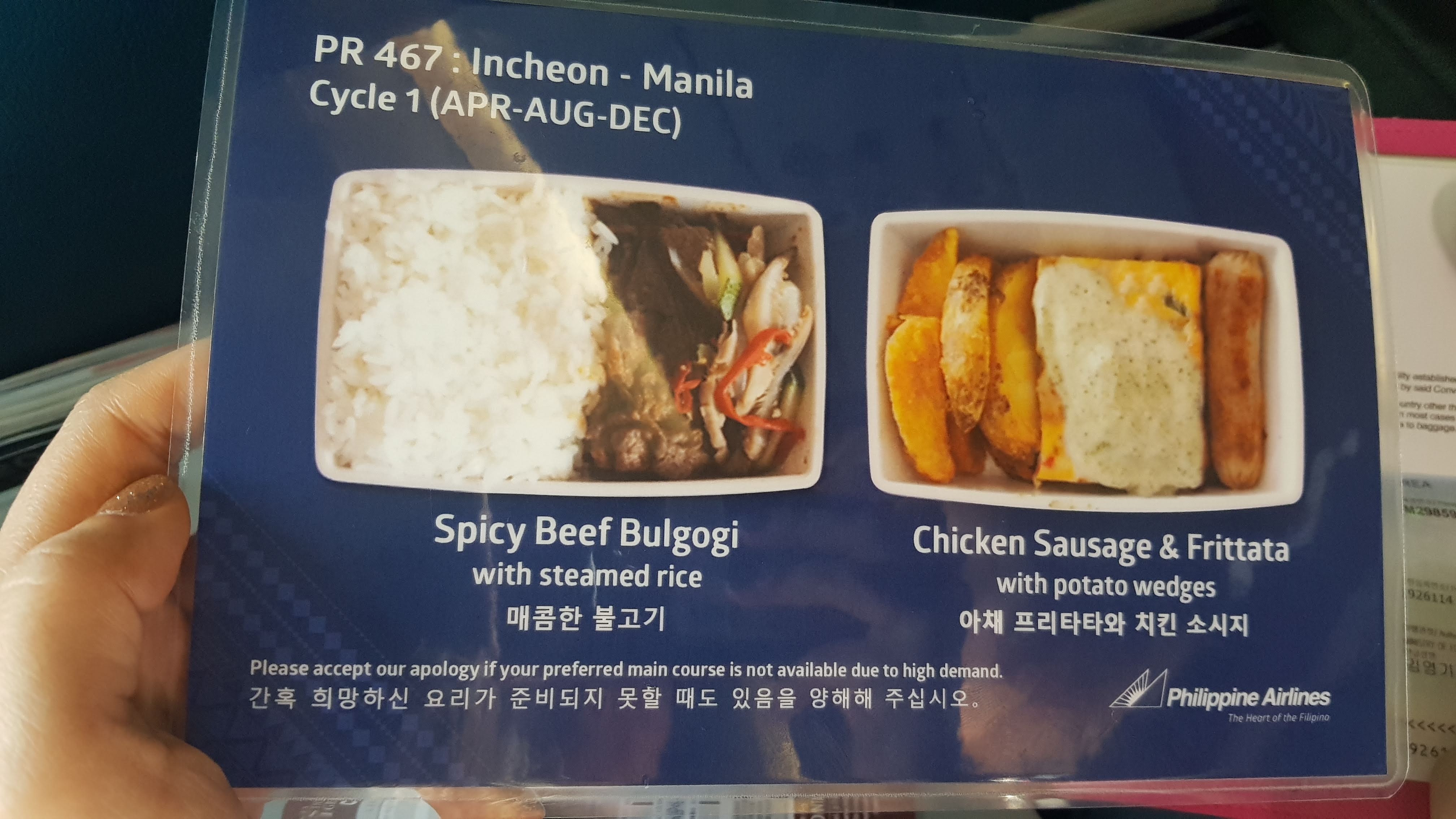 필리핀항공 기내식 메뉴와 마닐라 2공항 환전, 그랩 이용 필리핀항공 기내식 메뉴와 마닐라 2공항 환전, 그랩 이용