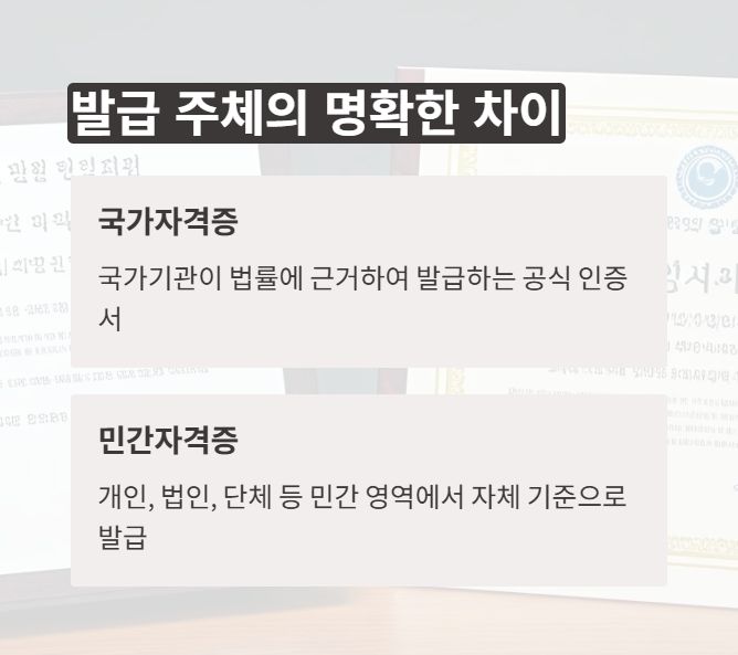 자격증 발급주체의 차이