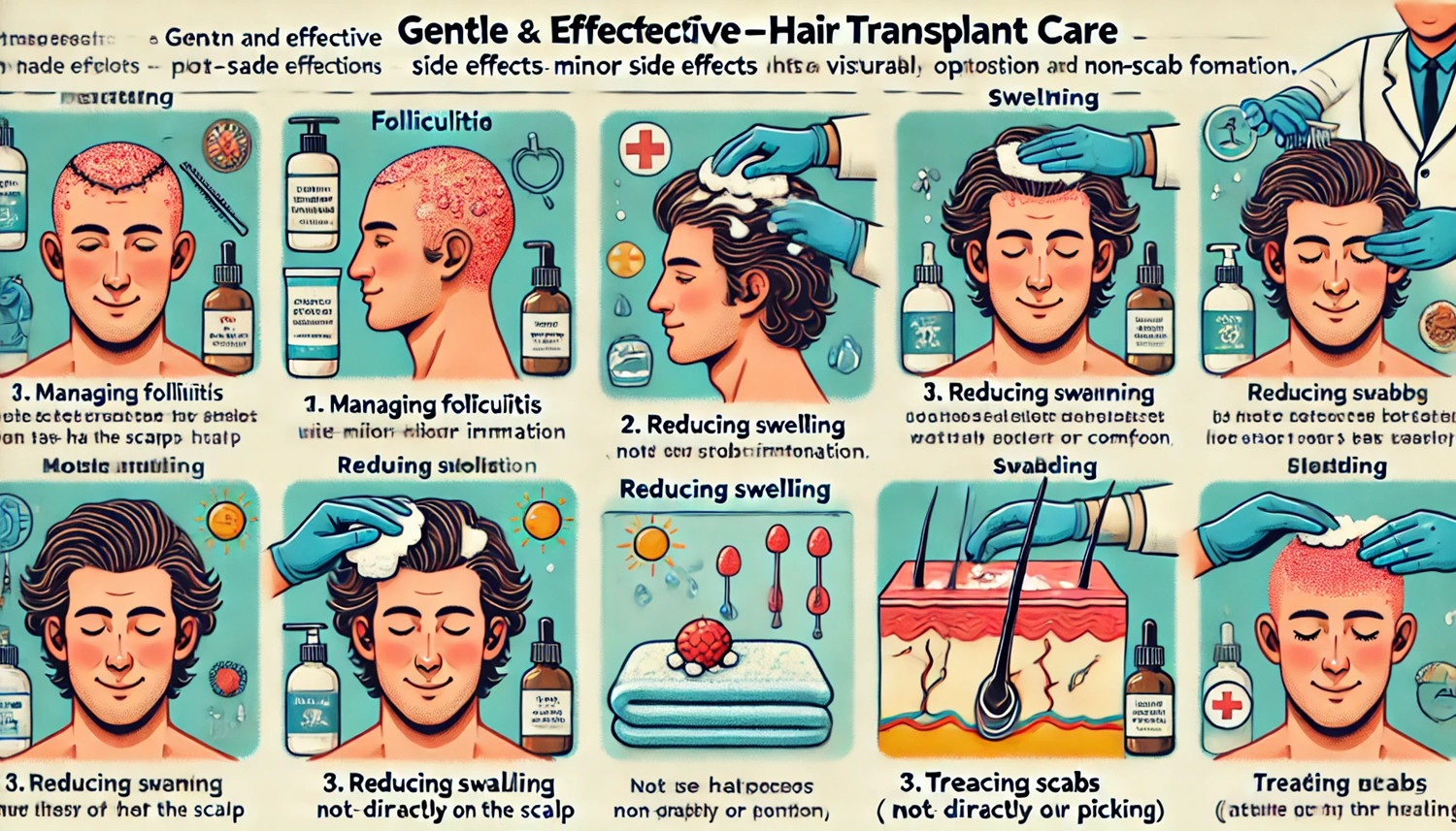모발이식 후 모낭염, 붓기, 딱지 관리 방법