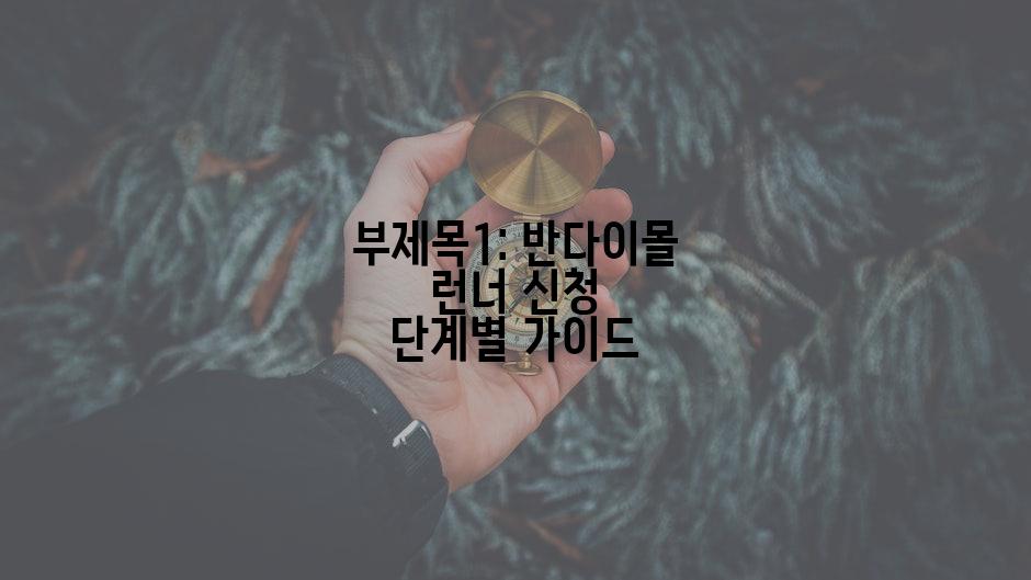 부제목1: 반다이몰 런너 신청 단계별 가이드