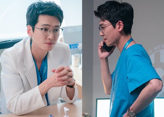 슬기로운 의사생활 시즌2에서 정경호가 환자에게 '포기하지 말라'는 하는 연기, 스틸컷