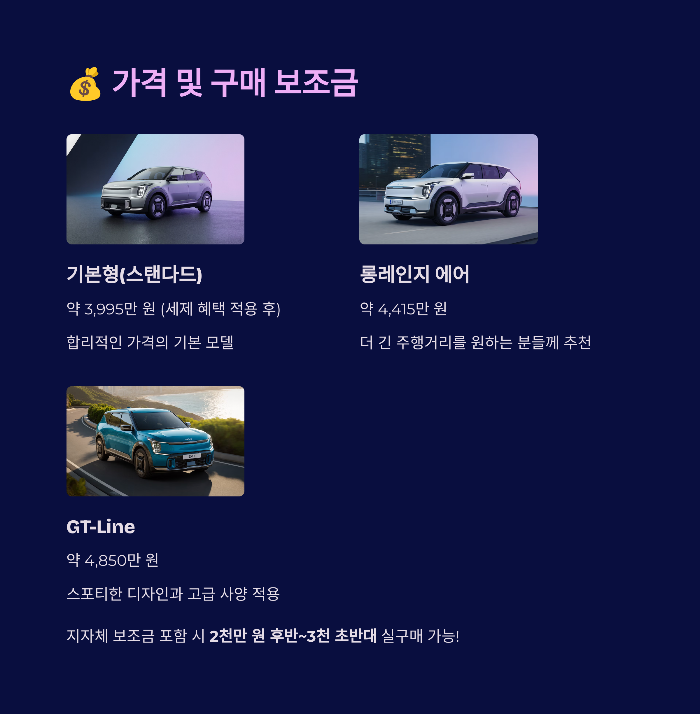 EV3 가격 및 구매 보조금