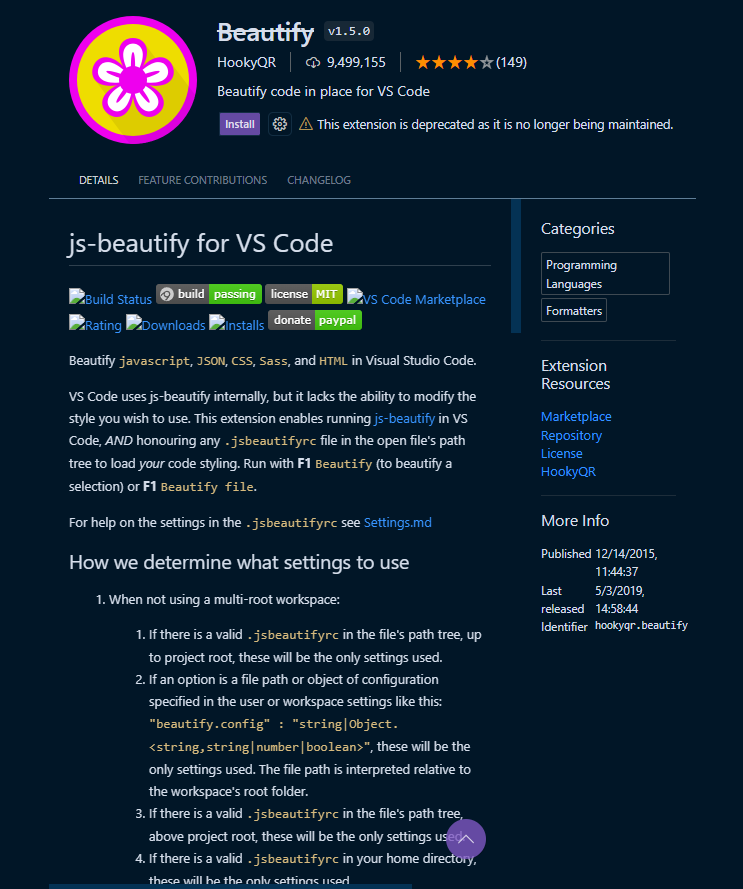 [VScode] 자동 줄 맞춤 플러그인 Beautify가 사라졌다...