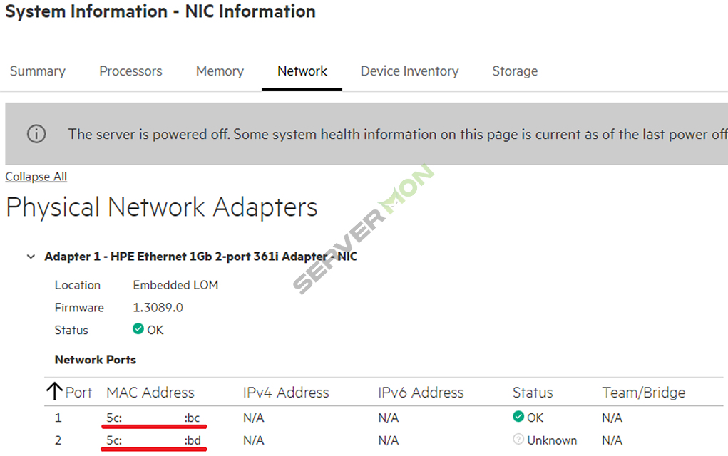 기술자료실-[HPE] iLO MAC Address 확인방법