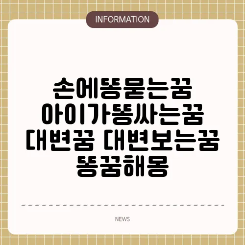 손에똥묻는꿈 아이가똥싸는꿈 대변꿈 대변보는꿈 똥꿈해몽