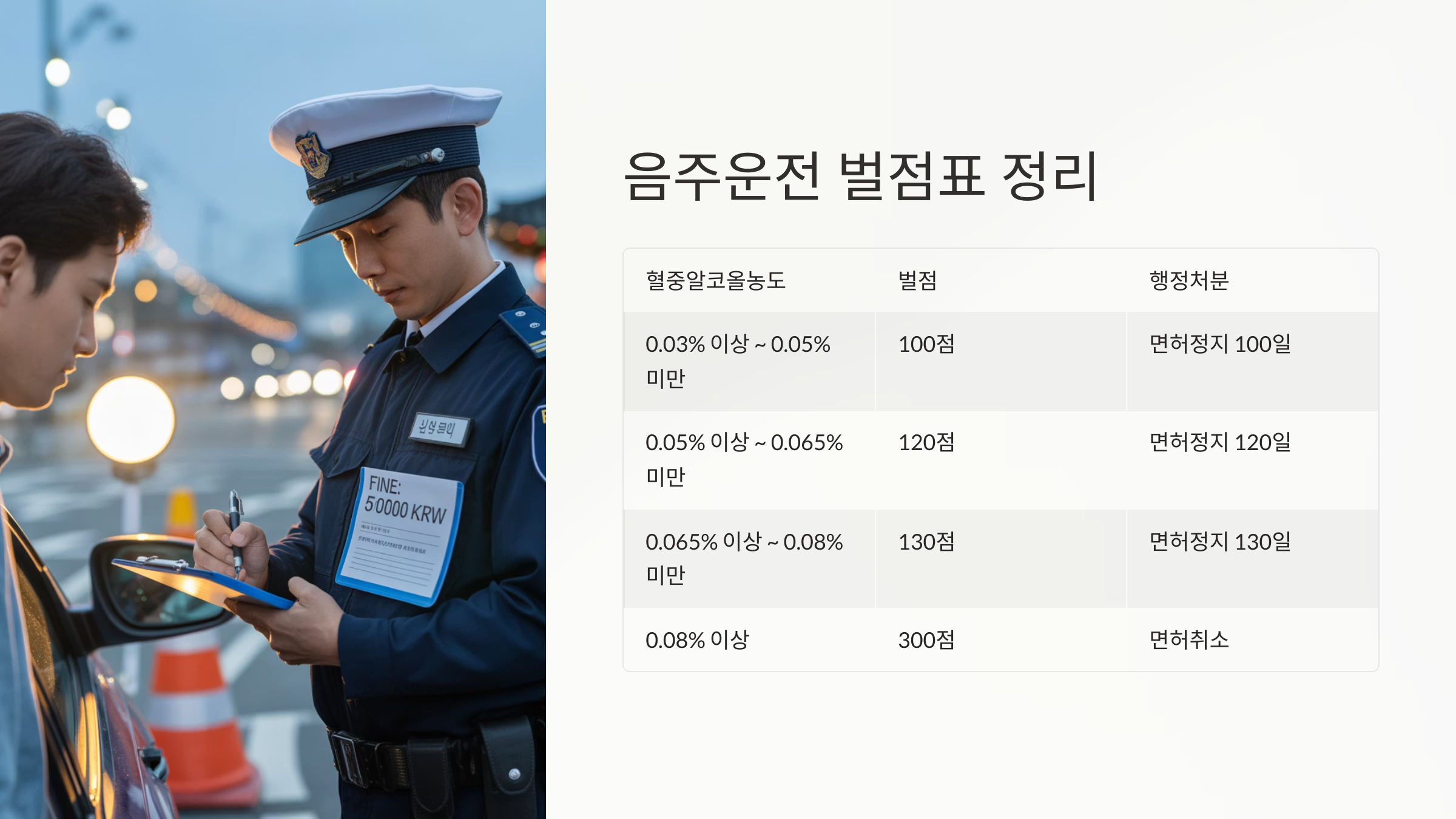 📊 3. 음주운전 벌점표 정리