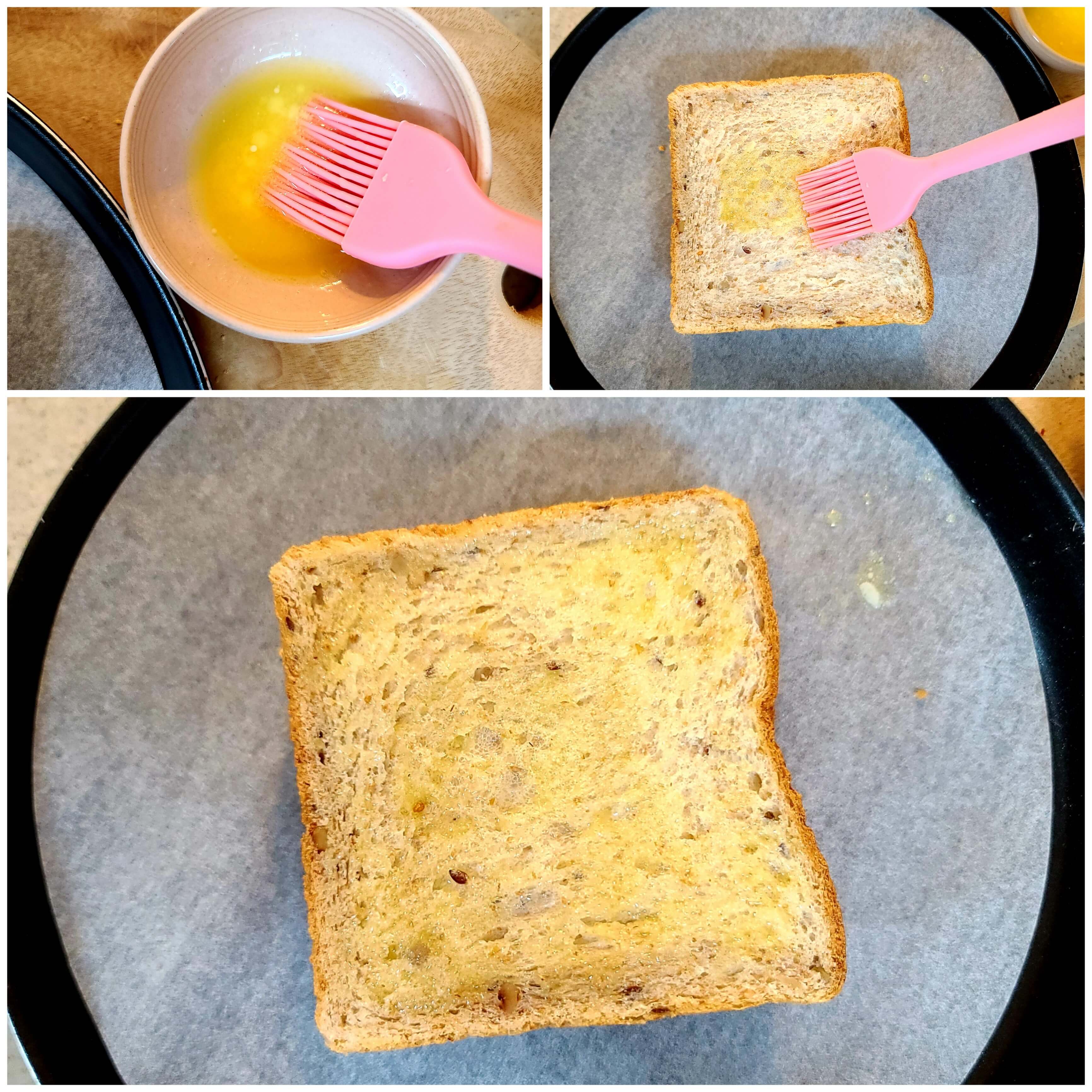설빙 인절미토스트 만들기-버터 바르기