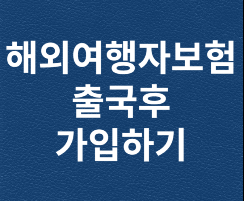 해외여행보험 출국후 가입하기