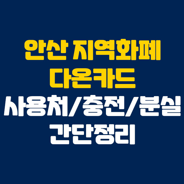  안산 다온카드 사용처 충전 분실 정보 간단정리