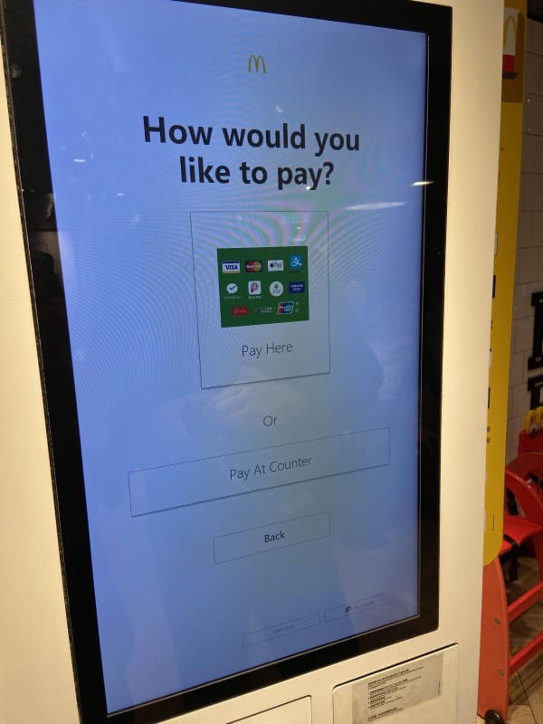 How would you like to pay? (Pay Here or Pay at Counter)