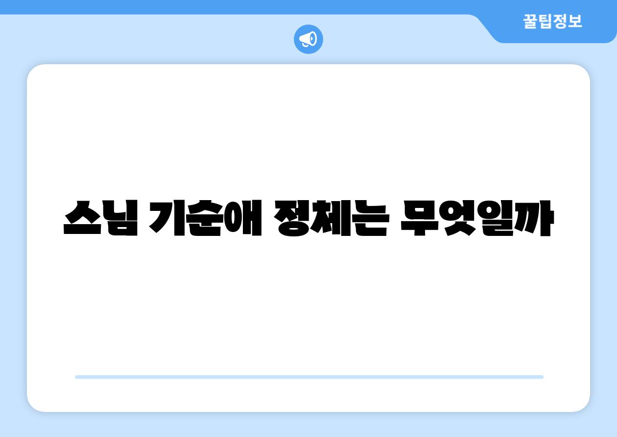 스님 기순애 정체는 무엇일까