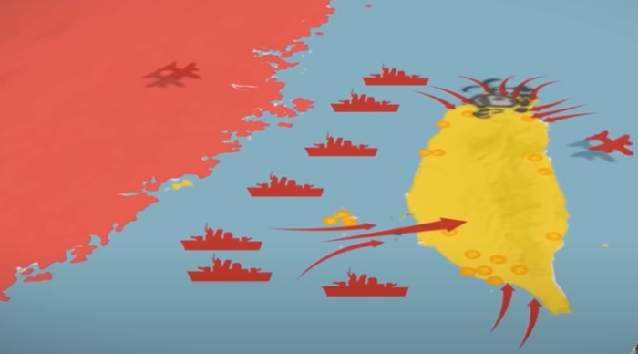 중국의-대만-침공-가상도-양안-해협을-둘러싼-중국의-항모-전단-그림