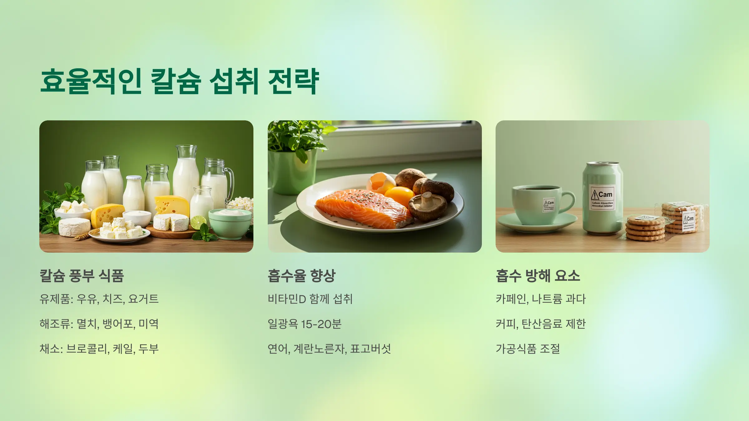 효율적인 칼슘 섭취를 위한 식이 전략