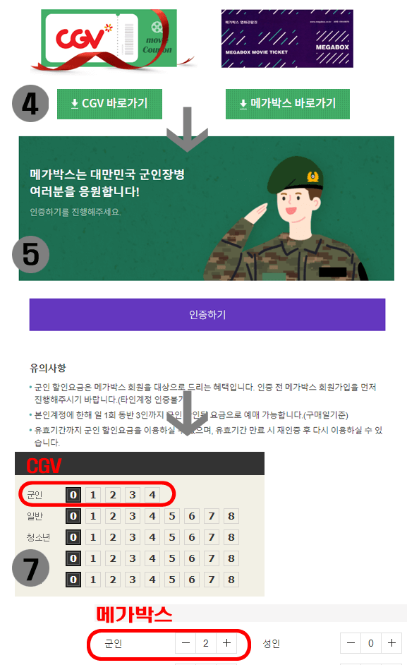 군무원(현역간부)이 Cgv와 메가박스에서 영화할인 받는 방법