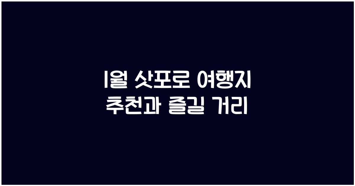 1월 삿포로 여행지 추천