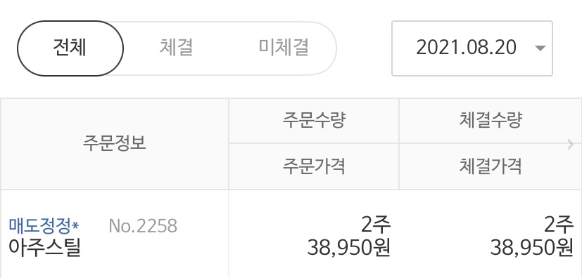  아주스틸 매도 완료 | 미래에셋증권