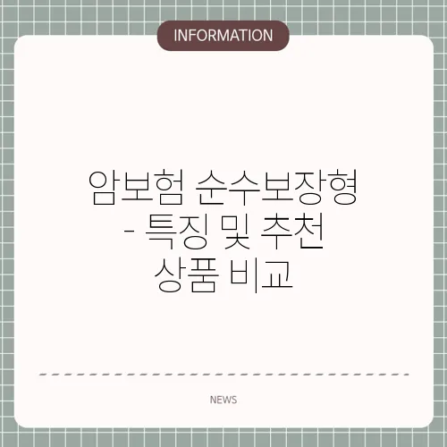 암보험 순수보장형 - 특징 및 추천 상품 비교