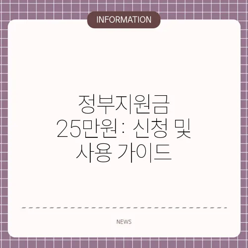 정부지원금 25만원: 신청 및 사용 가이드