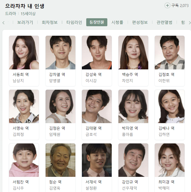 으라차차내인생 등장인물 인물관계도 정리