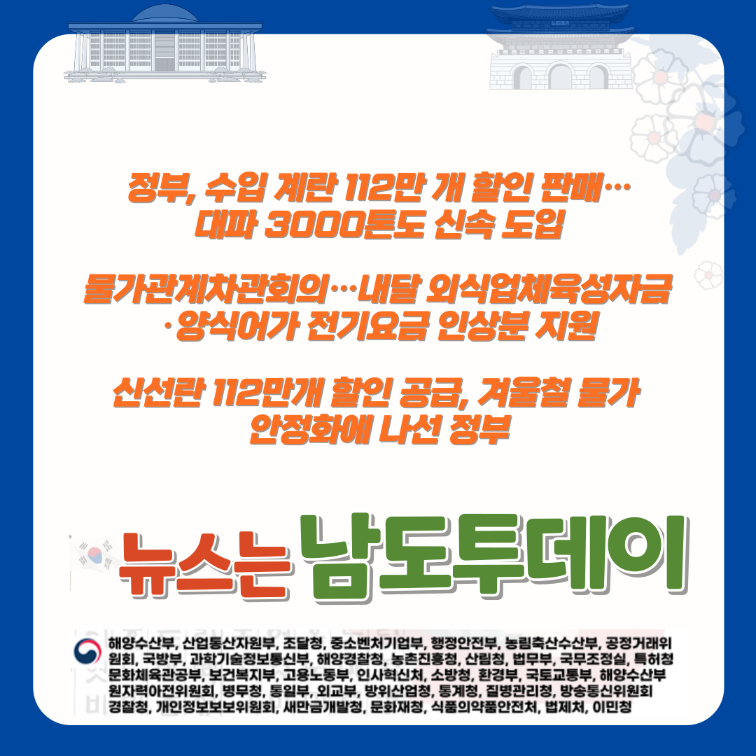  재정부, 겨울철 농·축·수산물 가격 점검 및 안정조치 논의-남도투데이