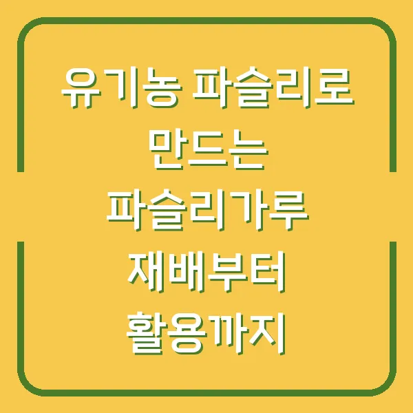 유기농 파슬리로 만드는 파슬리가루 재배부터 활용까지