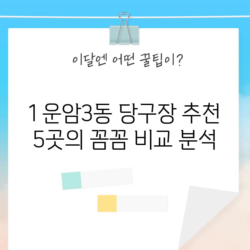 1. 운암3동 당구장 추천: 5곳의 꼼꼼 비교 분석