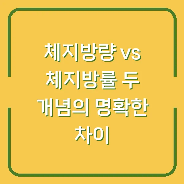 체지방량 vs 체지방률 두 개념의 명확한 차이