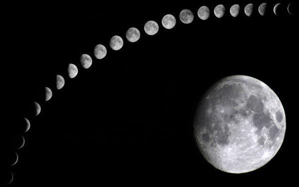 달이 초승달에서 보름달로 변해가는 사진이다.