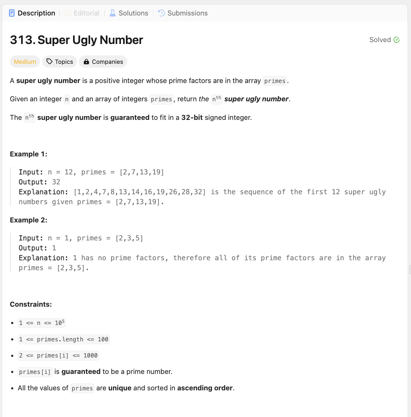 LeetCode (C/C++) 313. Super Ugly Number