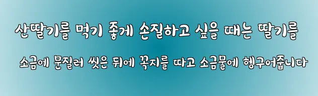  산딸기를 먹기 좋게 손질하고 싶을 때는 딸기를 소금에 문질러 씻은 뒤에 꼭지를 따고 소금물에 헹구어줍니다