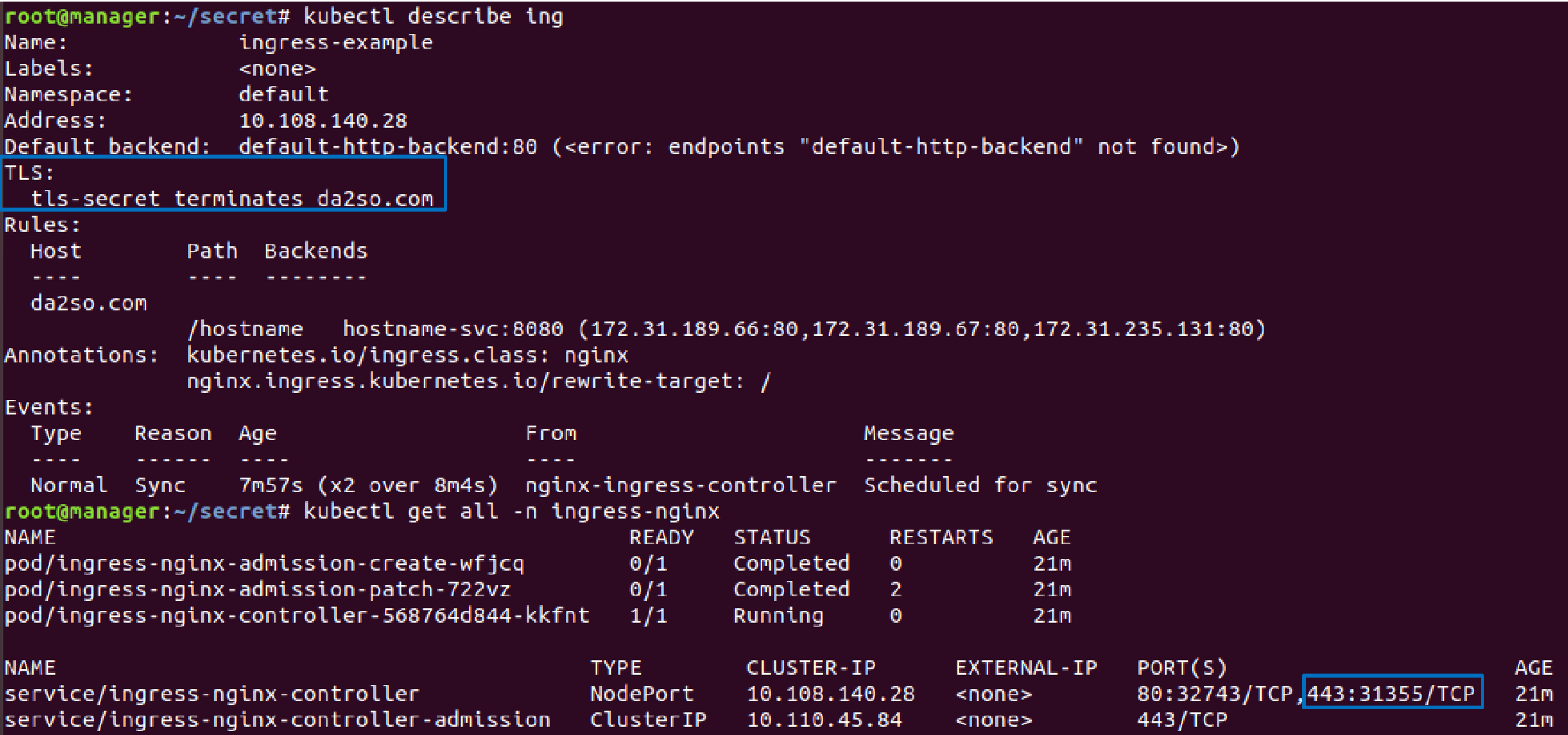 ingress tls applied