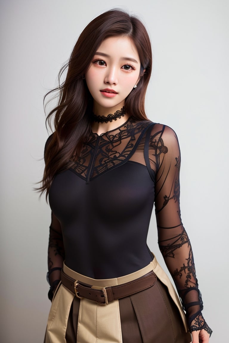  ChatGPT가 추천해준 의상으로 입은 여자 AI로 그리기 Bodysuit with A-line skirt