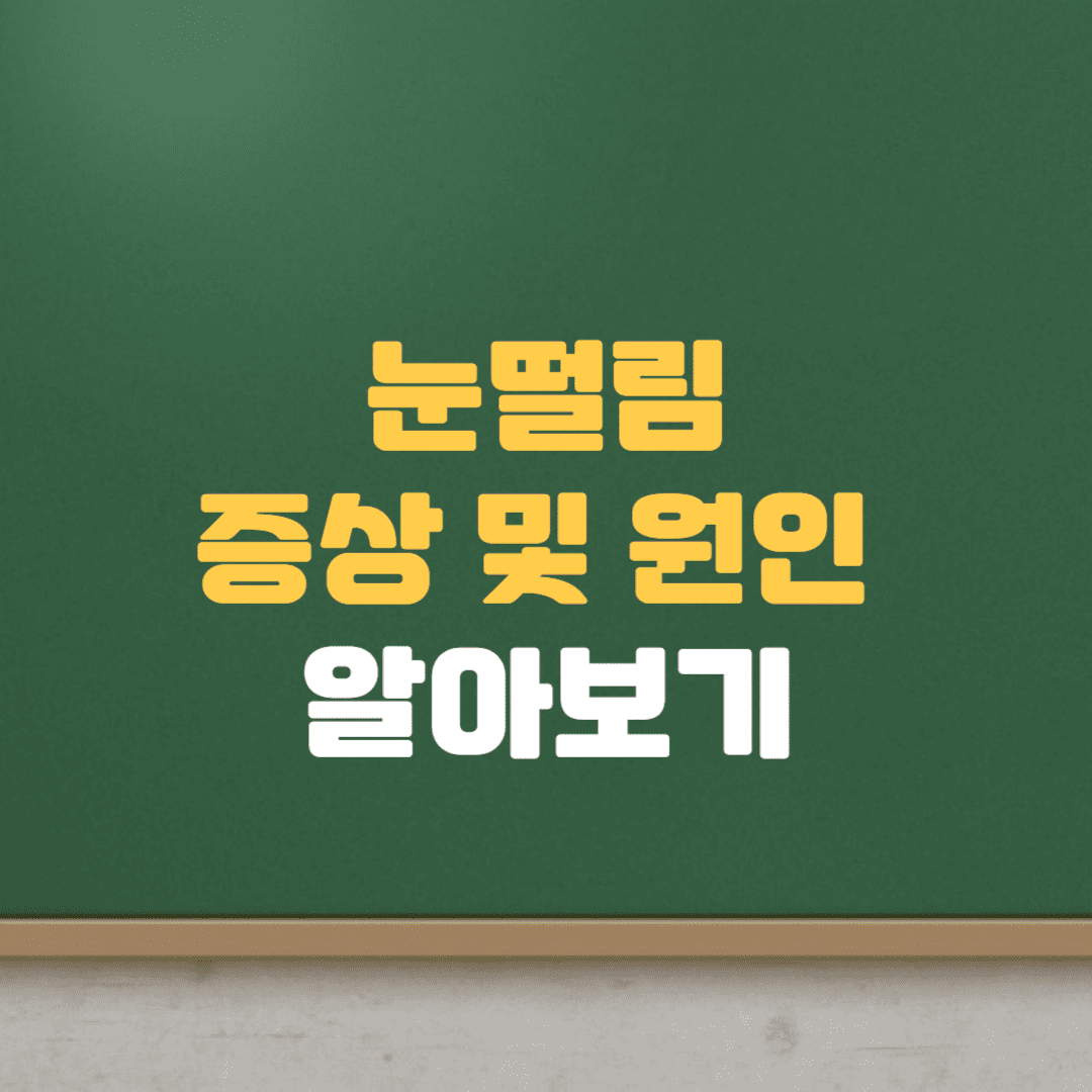  눈떨림 지속 원인 증상 알아보기