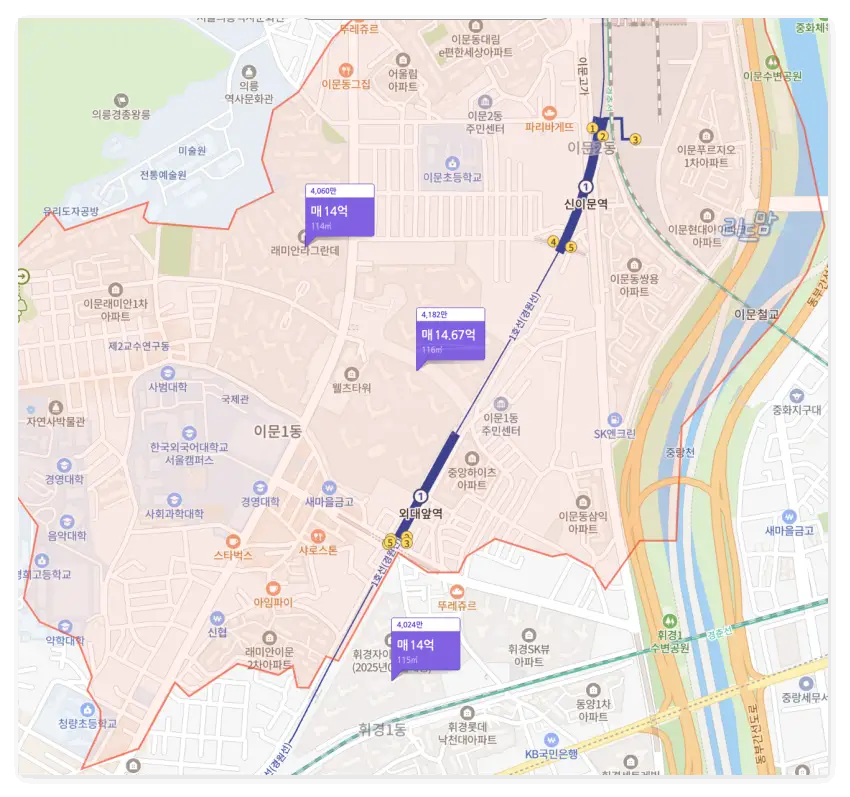 동대문구-이문-회기-휘경-생활권-2025-신축-아파트-매매가-지도