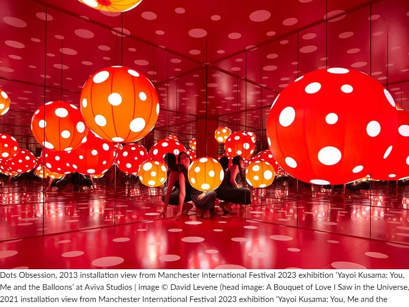 야요이 쿠사마: 너&#44; 나&#44; 풍선들 VIDEO: Yayoi kusama&#39;s inflatable works take over manchester in &#39;you&#44; me & the balloons&#39; exhibition