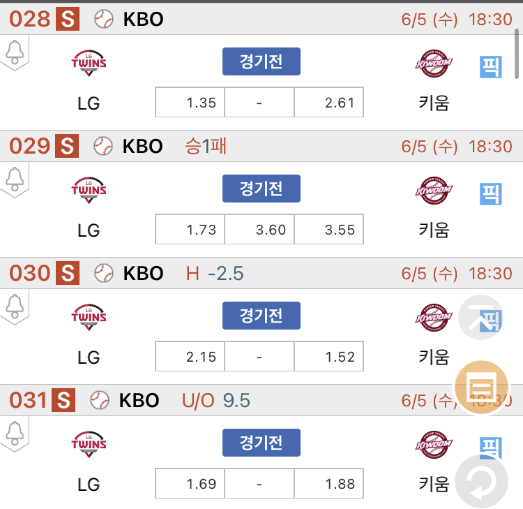 [진짜총판] 6월5일 LG VS 키움 야구분석