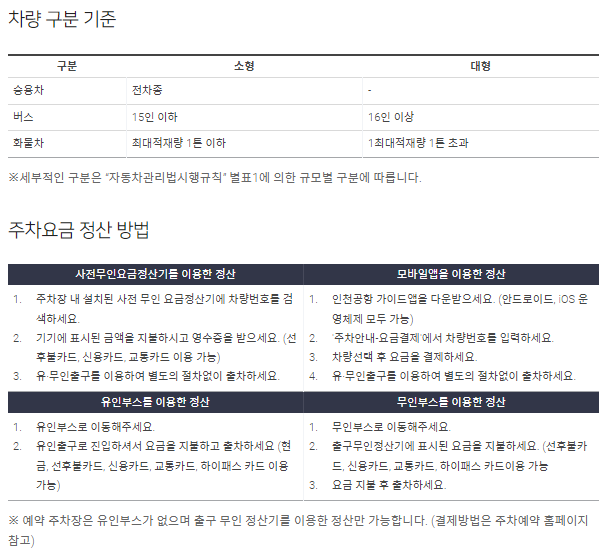 인천공항 주차요금