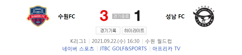  31라운드 K리그1 - 수원FC 대 성남 (2021년 시즌 축구 경기 하이라이트)