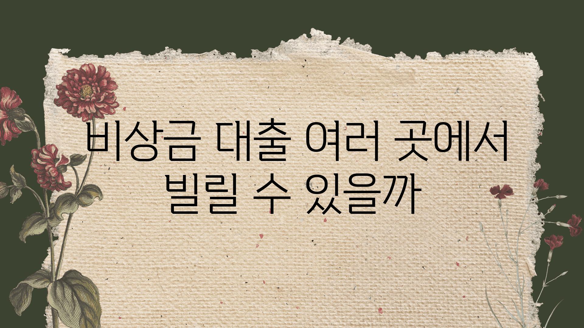  비상금 대출 여러 곳에서 빌릴 수 있을까