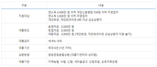 사업자 햇살론 기본조건