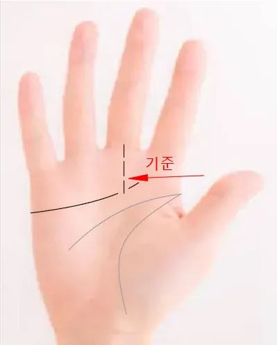 중지 아래에서 끊어진 감정선