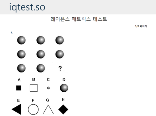  (#1) 멘사 아이큐 테스트 및 정답지