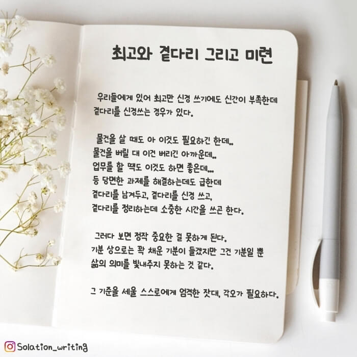 짧은 생각-최고와 곁다리 그리고 미련