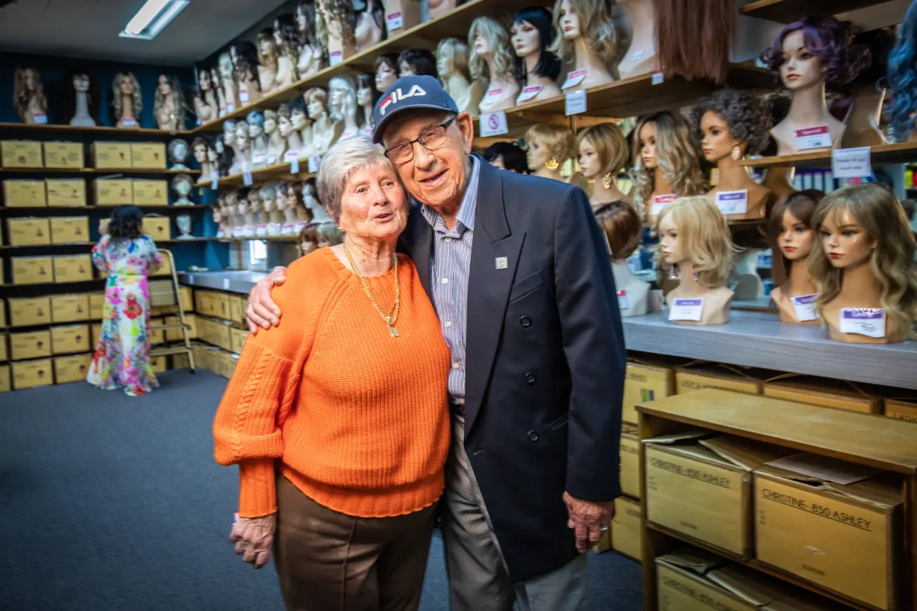 Joyce McGuinness&#44; a customer of 48 years&#44; with Creative Wigs founder Abe Lourie