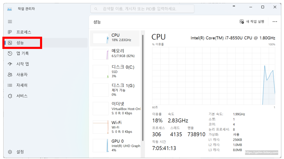  노트북, PC 윈도우에서 비어있는 메모리(RAM) 슬롯 확인하기