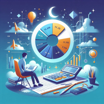 금융 관리 및 회계 분석을 나타내는 그래픽 이미지.