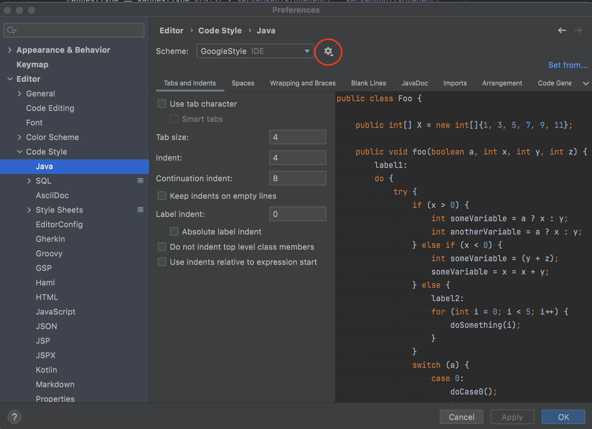 Intellij google java style guide 